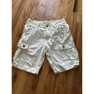 American Eagle Men's Classic Cargo Shorts Beige/Green Stitching Size 32 Utility